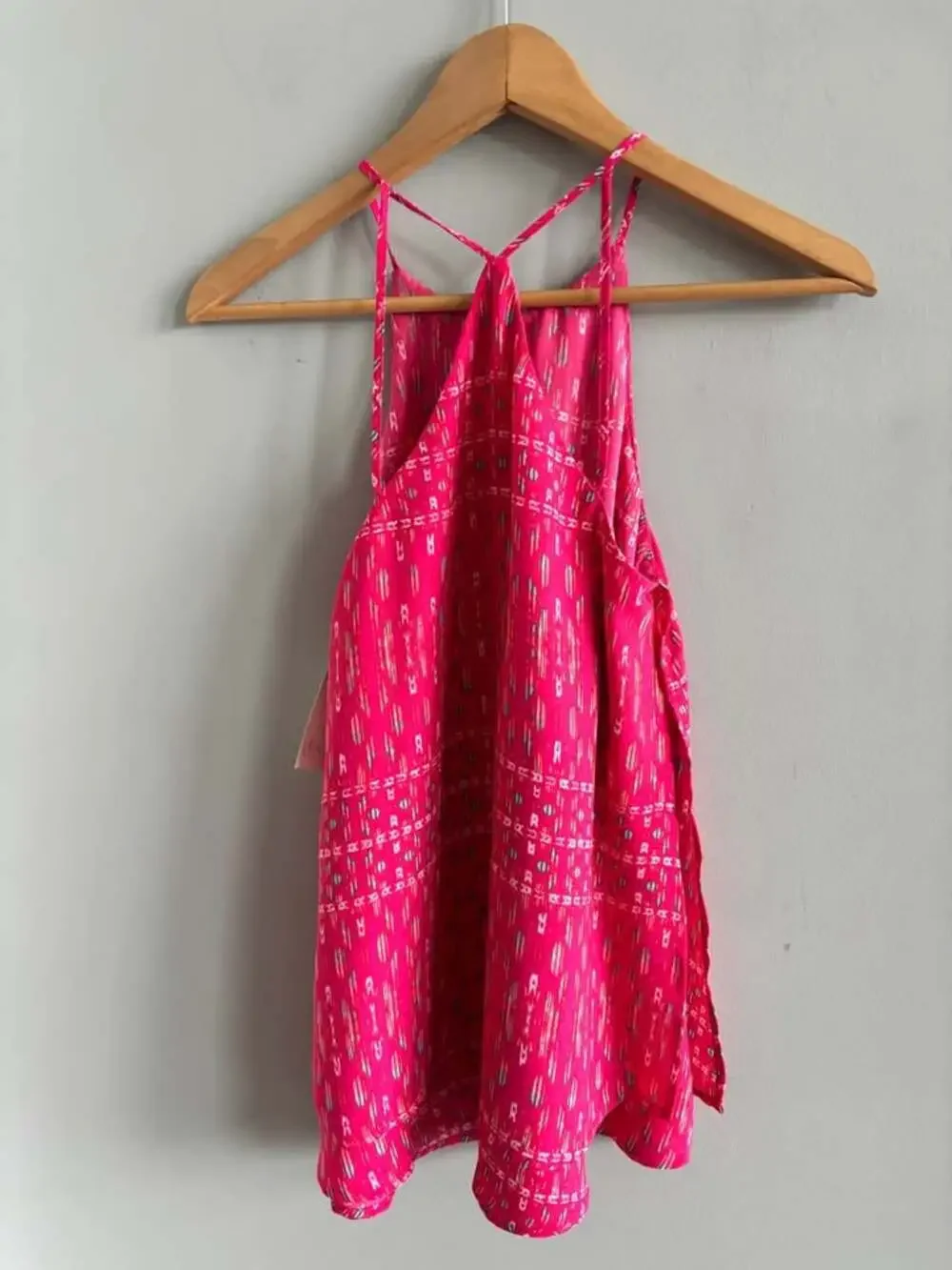 Decree Hot Pink Ikat Halter Neck Mini Dress Size XS Boho Geometric
